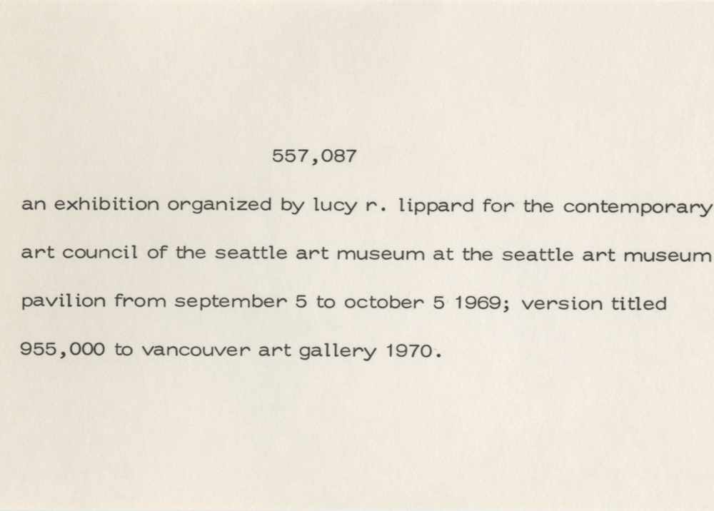 557, 087 Seattle: An exhibition organised by Lucy R Lippard